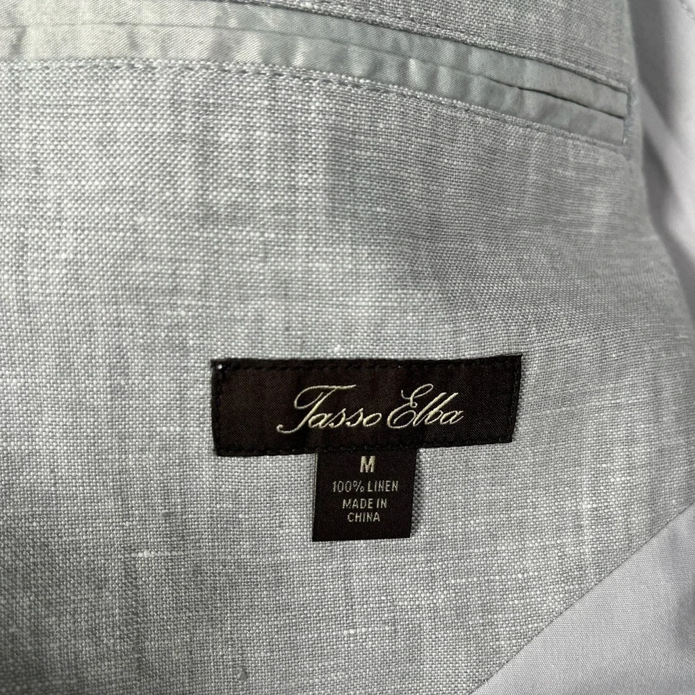 NWT-Tasso Elba Blazer Mens M Grey 100% Linen Sport Coat Jacket Island Summer